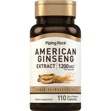 Load image into Gallery viewer, Piping Rock - American Ginseng ( Panax QuinQuefolius) 1200mg- 110 Quick Release capsules