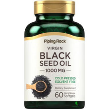 Load image into Gallery viewer, Piping Rock - Black Seed oil ( Virgin, Cold Pressed) 1000mg - 60 or 120 Quick Release Softgels