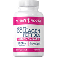 Load image into Gallery viewer, GRASS-FED COLLAGEN PEPTIDES - Nature's Product + Vit C + Biotins 6000mg