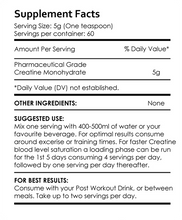 Load image into Gallery viewer, Nutratech Creatine Monohydrate - Unflavoured - 500g / 100 serves