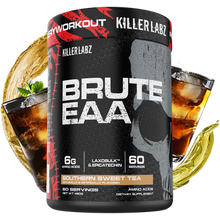 Load image into Gallery viewer, Brute EAA - 60 Serves - 4 delicious flavours, Furious Punch, Rest in Peach, Sour Gummy Worms , Southern Sweet Tea
