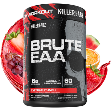 Brute EAA - 60 Serves - 4 delicious flavours, Furious Punch, Rest in Peach, Sour Gummy Worms , Southern Sweet Tea