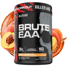 Load image into Gallery viewer, Brute EAA - 60 Serves - 4 delicious flavours, Furious Punch, Rest in Peach, Sour Gummy Worms , Southern Sweet Tea
