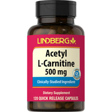 Load image into Gallery viewer, Acetyl-L-Carnitine - Lindberg - 500mg - 120 caps
