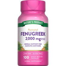 Load image into Gallery viewer, Nature&#39;s Product - Fenugreek  2000mg per serve - 100 caps
