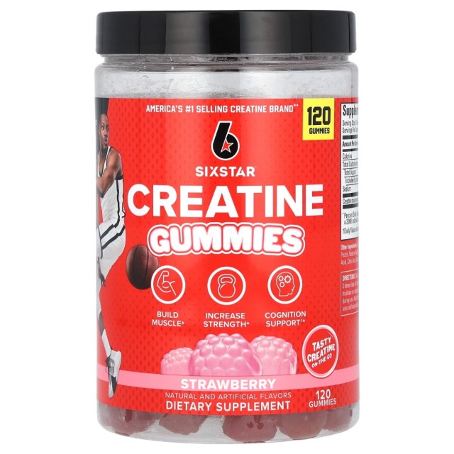 Creatine Monohydrate Gummies by Six Start - 120 strawberry flavoured gummies